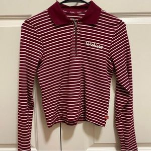 Dickies women’s long sleeve ribbed zip up polo shirt